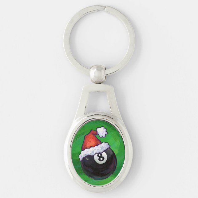 8 Ball Christmas Green Keychain (Front)