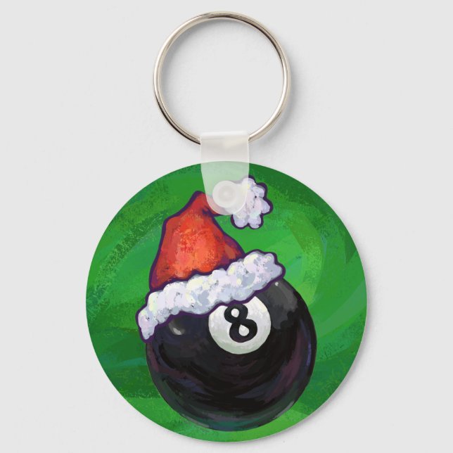 8 Ball Christmas Green Keychain (Front)