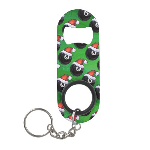 8 Ball Christmas Green Keychain Bottle Opener