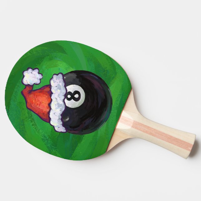 8 Ball Christmas Green Ping-Pong Paddle (Side)