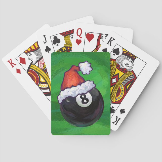 8 Ball Christmas Green Poker Cards (Back)