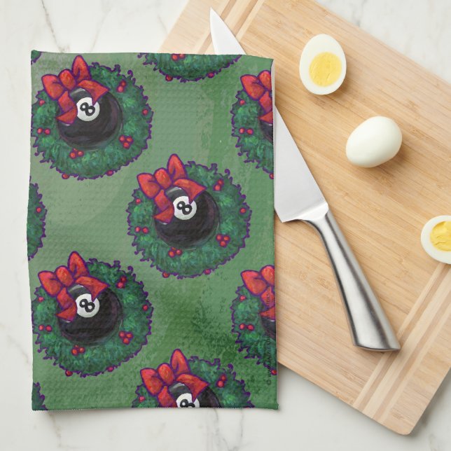 8 Ball Christmas Kitchen Towel (Quarter Fold)
