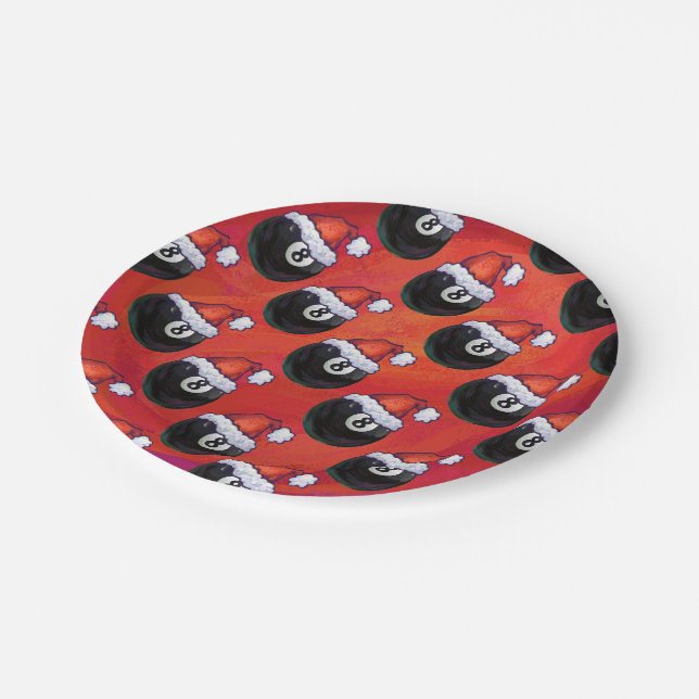 8 Ball Christmas Paper Plates (Angled)