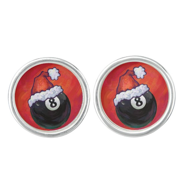 8 Ball Christmas Red Hat Cufflinks (Front)