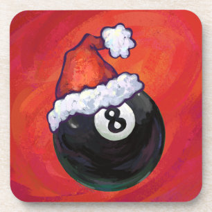 8 Ball Christmas Red Hat Drink Coaster