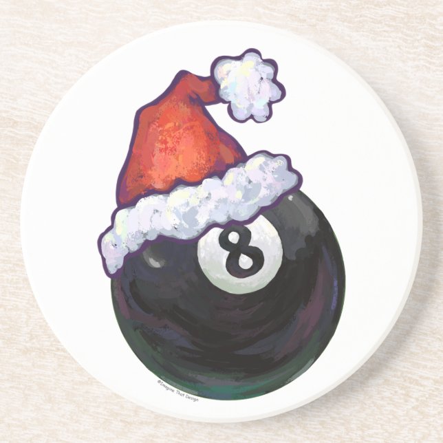 8 Ball Christmas Red Hat Drink Coaster (Front)