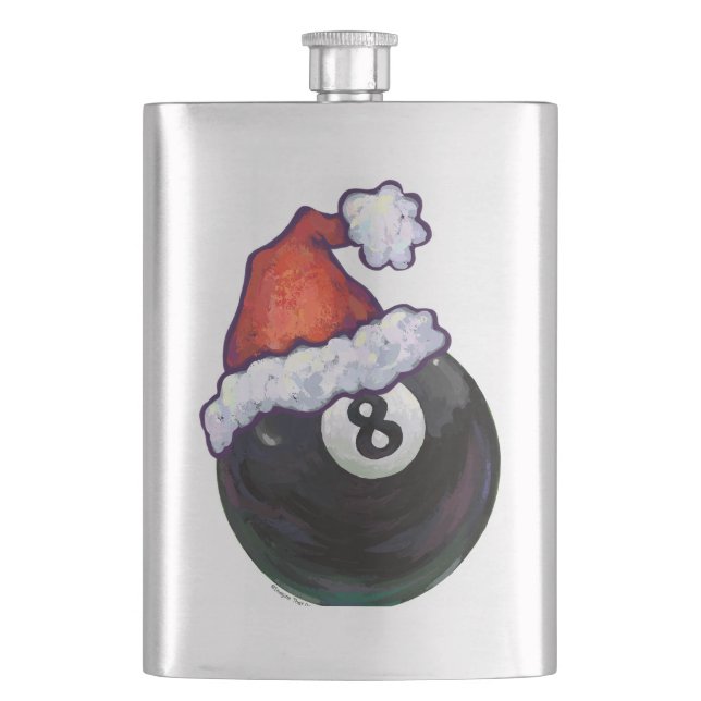 8 Ball Christmas Red Hat Flask (Front)