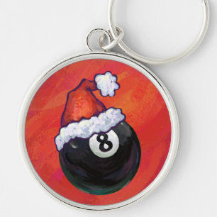 8 Ball Christmas Red Hat Keychain