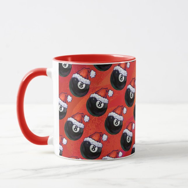 8 Ball Christmas Red Hat Mug (Left)
