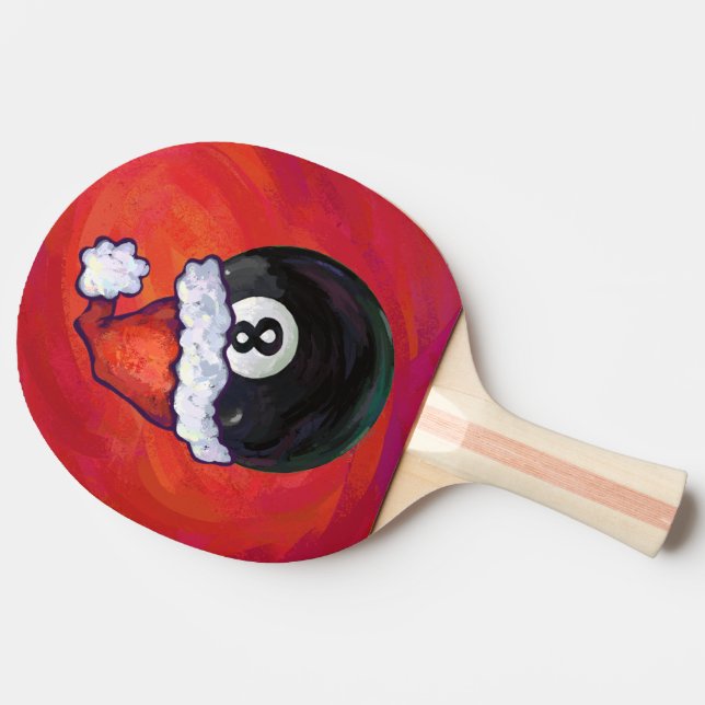 8 Ball Christmas Red Hat Ping-Pong Paddle (Side)