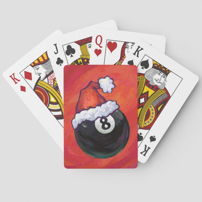 8 Ball Christmas Red Hat Poker Cards (Back)