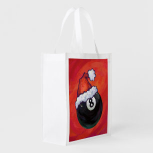 8 Ball Christmas Red Hat Reusable Grocery Bag