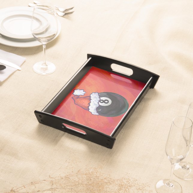 8 Ball Christmas Red Hat Serving Tray (Front)