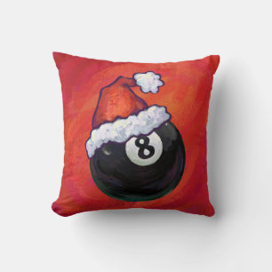 8 Ball Christmas Red Hat Throw Pillow