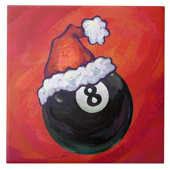 8 Ball Christmas Red Hat Tile (Front)