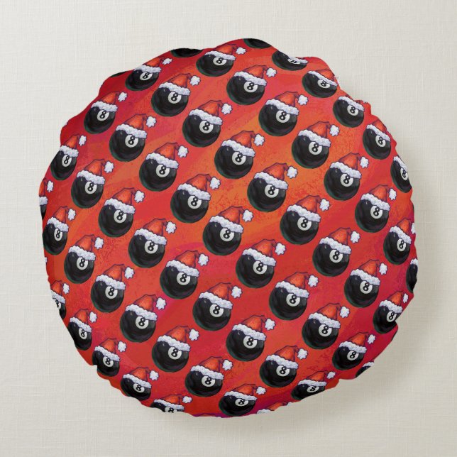 8 Ball Christmas Round Pillow (Back)