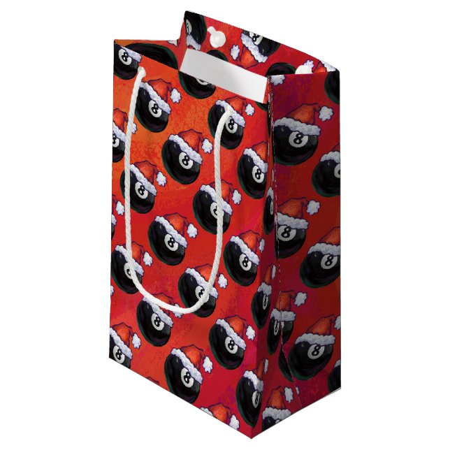 8 Ball Christmas Small Gift Bag (Front Angled)