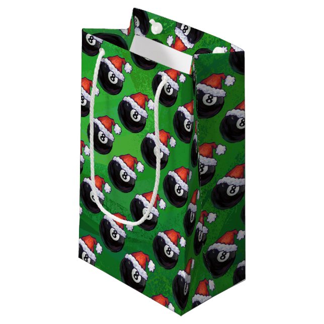 8 Ball Christmas Small Gift Bag (Front Angled)