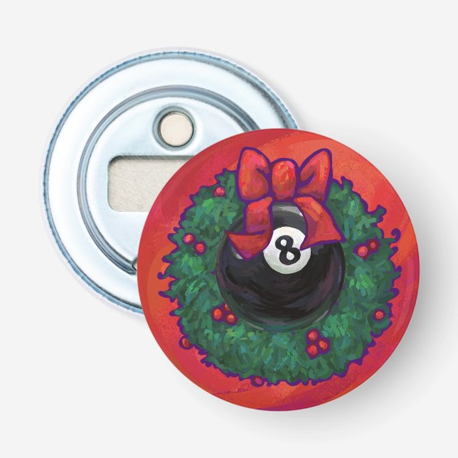 8 Ball Christmas Wheath Red Bottle Opener (Front)