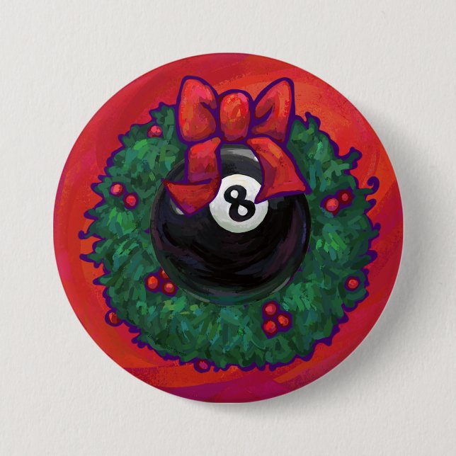 8 Ball Christmas Wheath Red Button (Front)