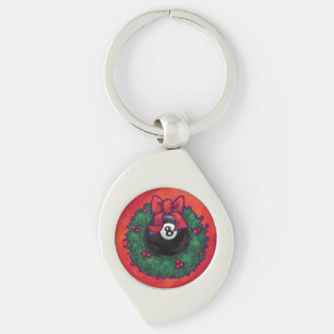 8 Ball Christmas Wheath Red Keychain