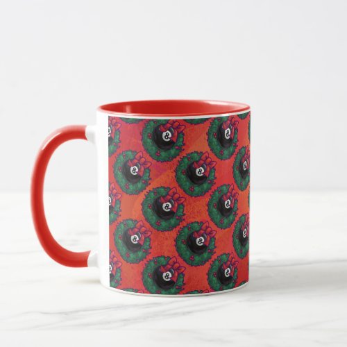 8 Ball Christmas Wheath Red Mug