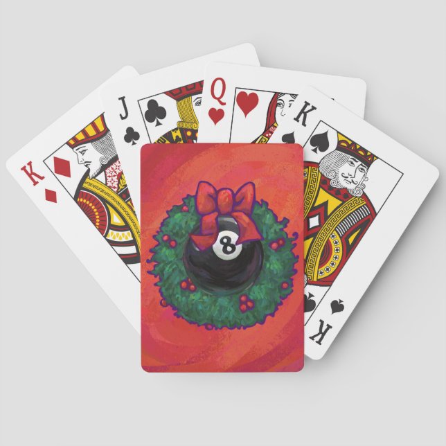 8 Ball Christmas Wheath Red Poker Cards (Back)