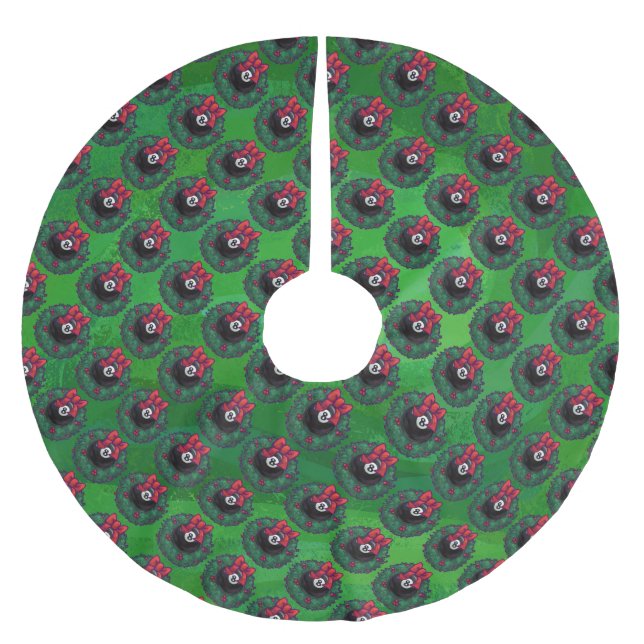 8 Ball Christmas Wreath Brushed Polyester Tree Skirt (Front)
