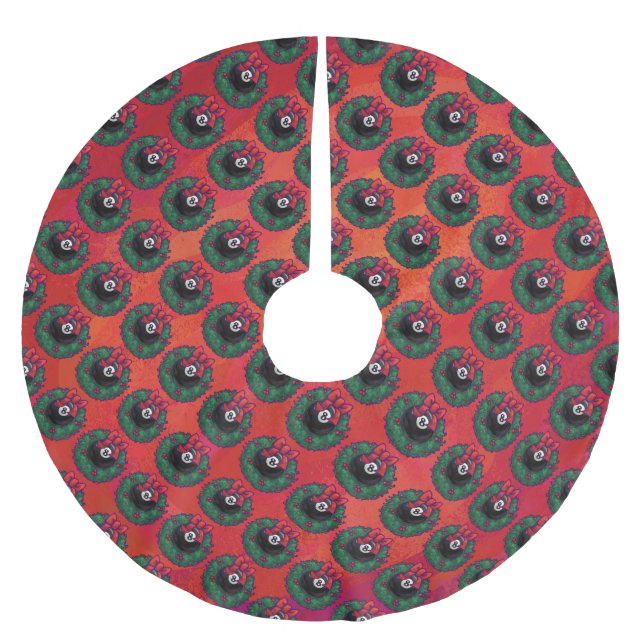 8 Ball Christmas Wreath Brushed Polyester Tree Skirt (Front)