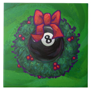 8 Ball Christmas Wreath Green Ceramic Tile