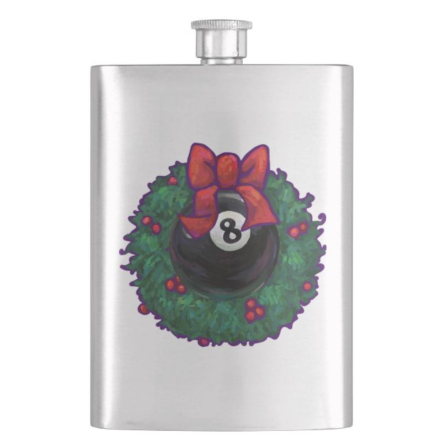 8 Ball Christmas Wreath Green Flask (Front)