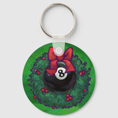 8 Ball Christmas Wreath Green Keychain