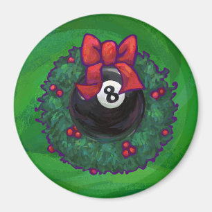 8 Ball Christmas Wreath Green Magnet