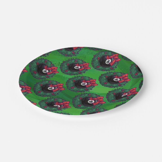 8 Ball Christmas Wreath Paper Plates (Angled)