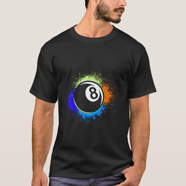 8-Ball Eight-Ball Pool Billiards Snooker T-Shirt (Front)