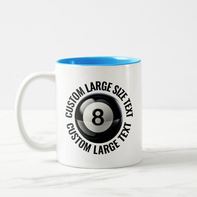 8 Ball & Large Text LIGHT BLUE 11oz Custom Two-Tone Coffee Mug (Left)