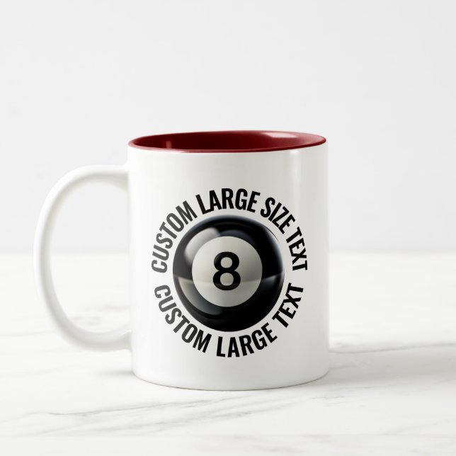 8 Ball & Large Text MAROON 11oz Custom Two-Tone Coffee Mug (Left)