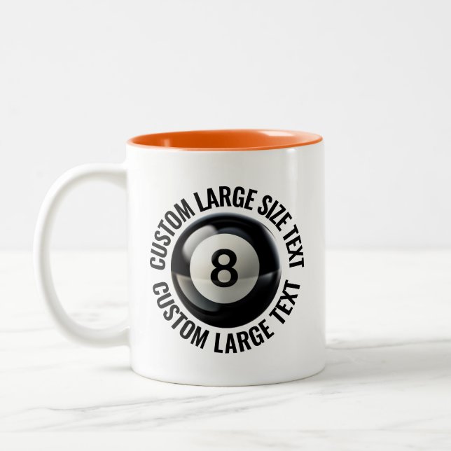 8 Ball & Large Text ORANGE 11oz Custom Two-Tone Coffee Mug (Left)