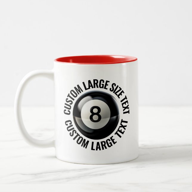 8 Ball & Large Text RED 11oz Custom Two-Tone Coffee Mug (Left)