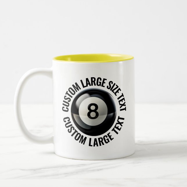 8 Ball & Large Text YELLOW 11oz Custom Two-Tone Coffee Mug (Left)