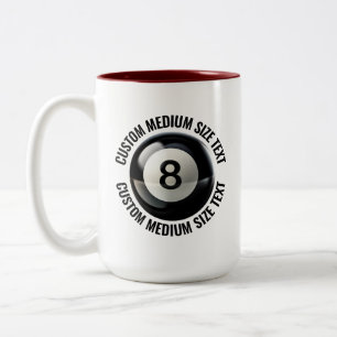 8 Ball & Medium Text MAROON 15oz Custom Two-Tone Coffee Mug