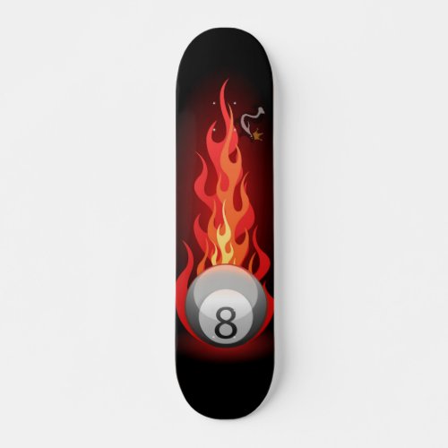 8 Ball On Fire Skateboard Deck