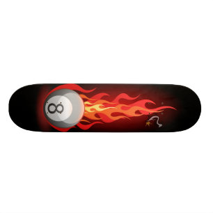 8 Ball On Fire Skateboard Deck