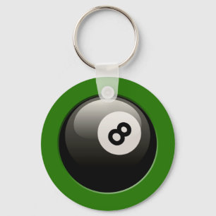 8 BALL ON GREEN BACKGROUND KEYCHAIN