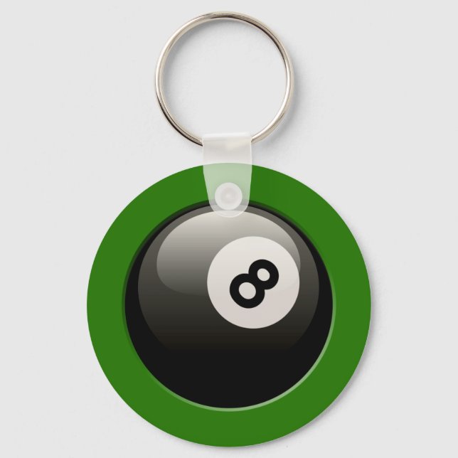 8 BALL ON GREEN BACKGROUND KEYCHAIN (Front)