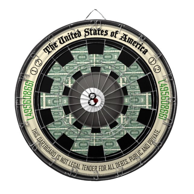 8-Ball Paper Money Art Dart Board (Front)