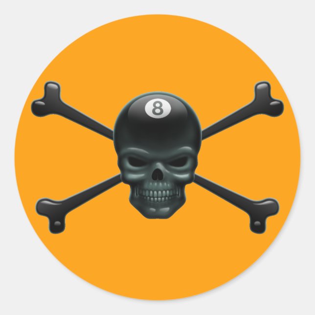 8-ball Pirate Classic Round Sticker (Front)