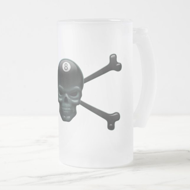8-ball Pirate Frosted Glass Beer Mug | Zazzle