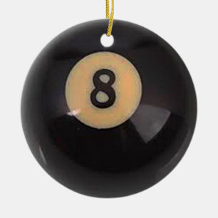 "8 Ball" pool ball design gifts and products Ceramic Ornament