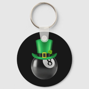 8 Ball Pool Billiards Lover St Paddys Day Leprecha Keychain
